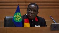 Le président du Zimbabwe, Emmerson Mnangagwa, lors du sommet extraordinaire de la Communauté de développement de l'Afrique australe (SADC), à Harare, le 31 janvier 2025
