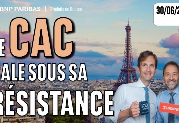 Le CAC cale sous sa résistance  - 100 % Marchés - 30s